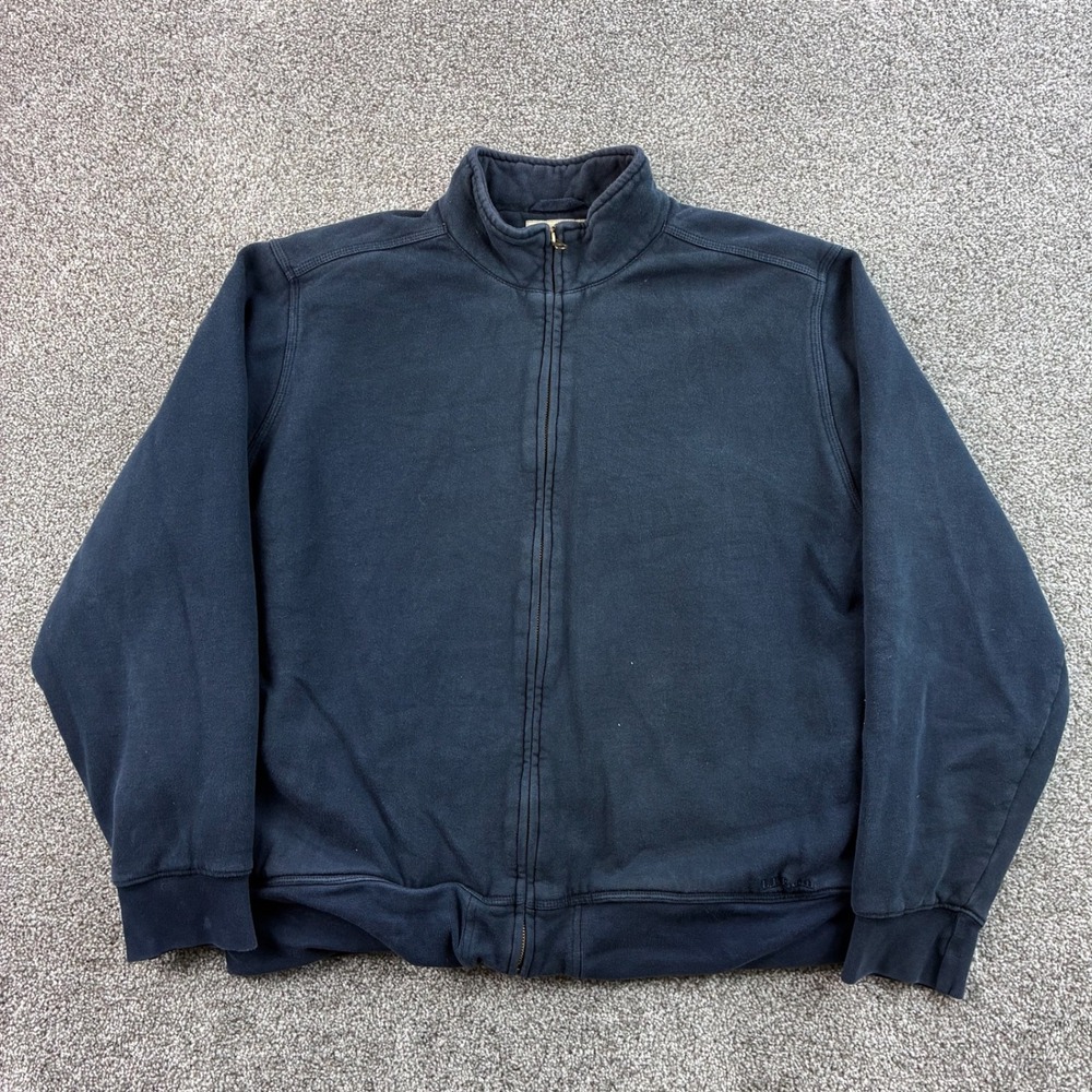 L.L. Bean Katahdin Iron Works Jacket Mens L Navy Cotton Fleece Sweatshirt 0JSA1